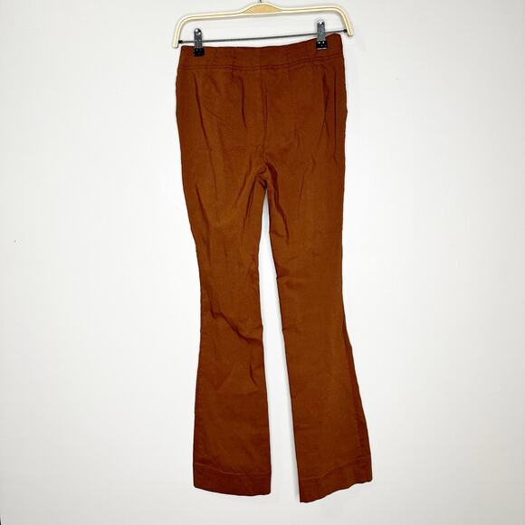 Free People Womens Pants Bootcut Leg Pleated Zipper Front Slash Pockets Brown XS - Picture 3 of 9
